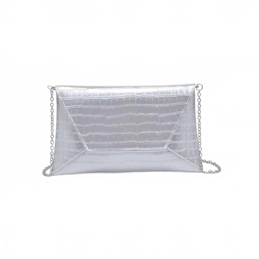 NEW URBAN EXPRESSIONS women's cora croco textured envelope bag in silver